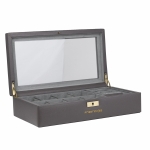 WATCH BOXES Friedrich|23 DYNASTY 8+ WATCH CASE, GENUINE FULL GRAIN LEATHER, GREY SKU: 27036-9